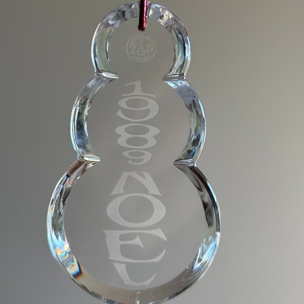 Baccarat Crystal Ornaments Lot of 3: 1989 Snowman, 1990 Gift Box, 1991 Snowflake - Picture 5 of 10